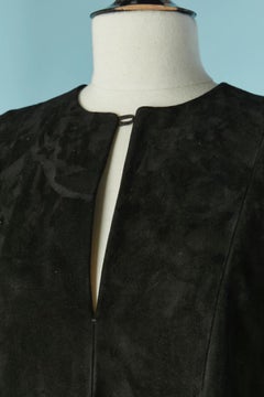 Black suede Poncho dress with fringes CHRISTIAN DIOR