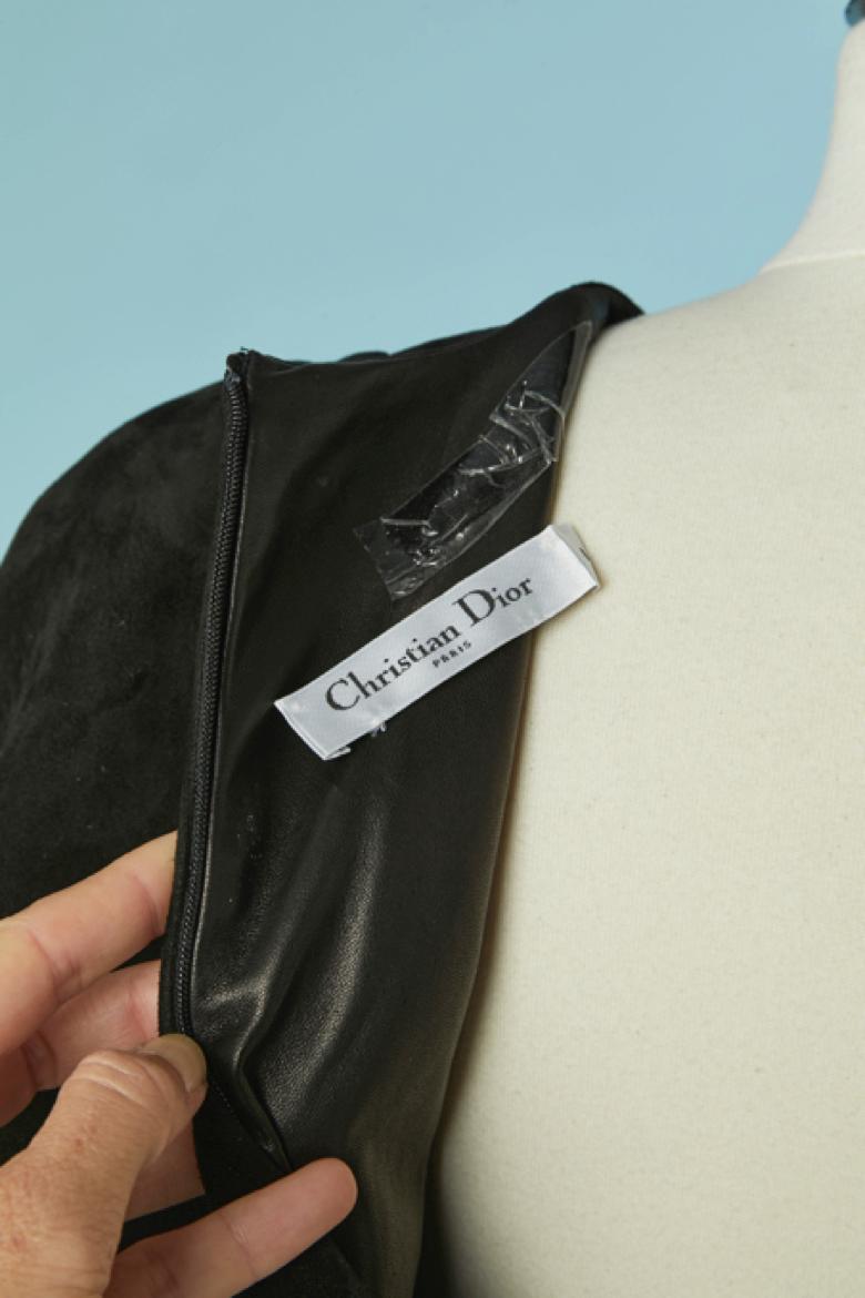 Abito poncho in camoscio nero con frange CHRISTIAN DIOR in vendita 2