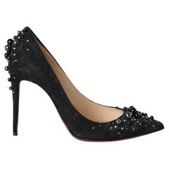 Black suede pump with beads and rhinestone embellishment Christian Louboutin 