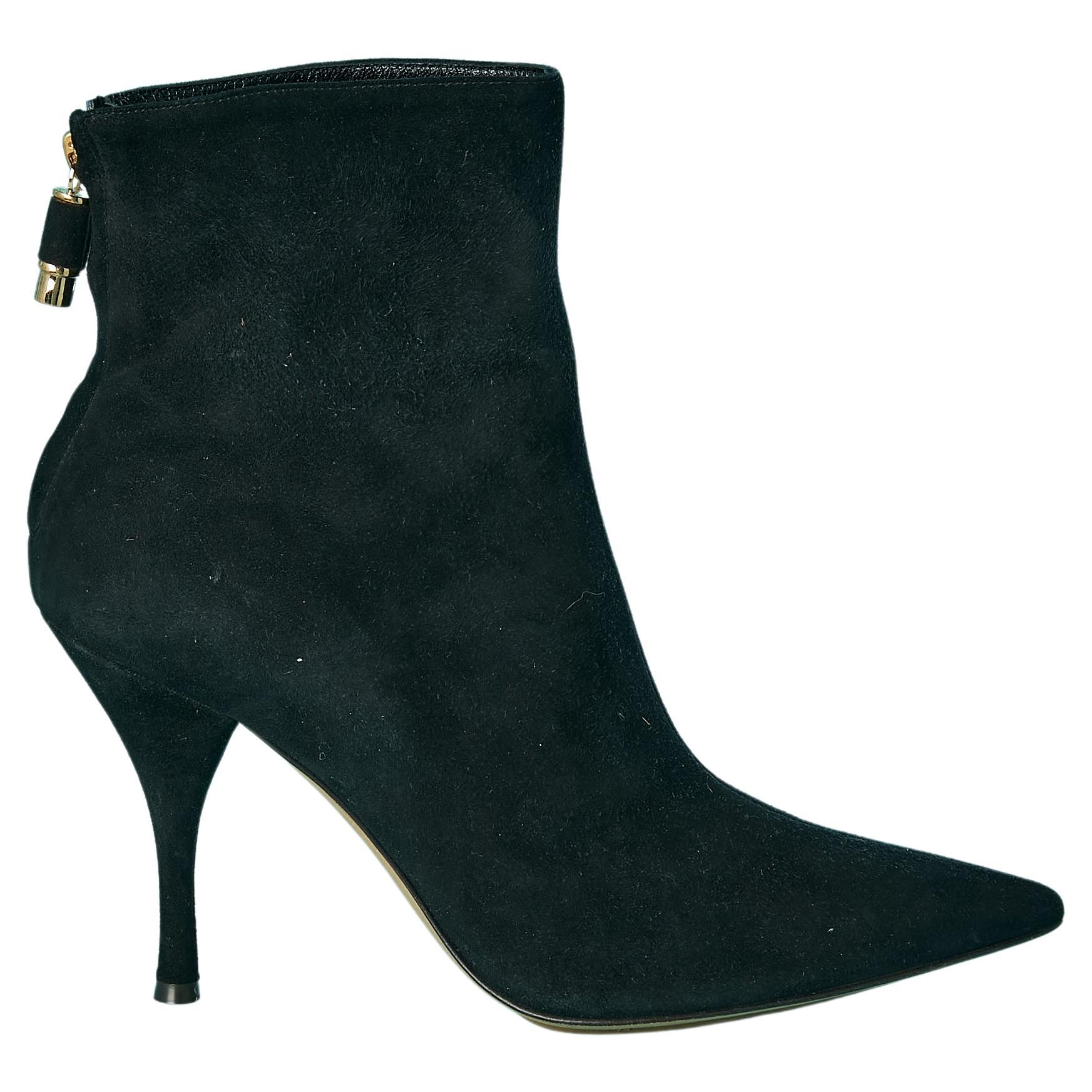 Black suede short boots with high heels Moschino Cheap & Chic  For Sale