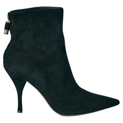 Black suede short boots with high heels Moschino Cheap & Chic 