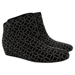Black suede silver studded boots
