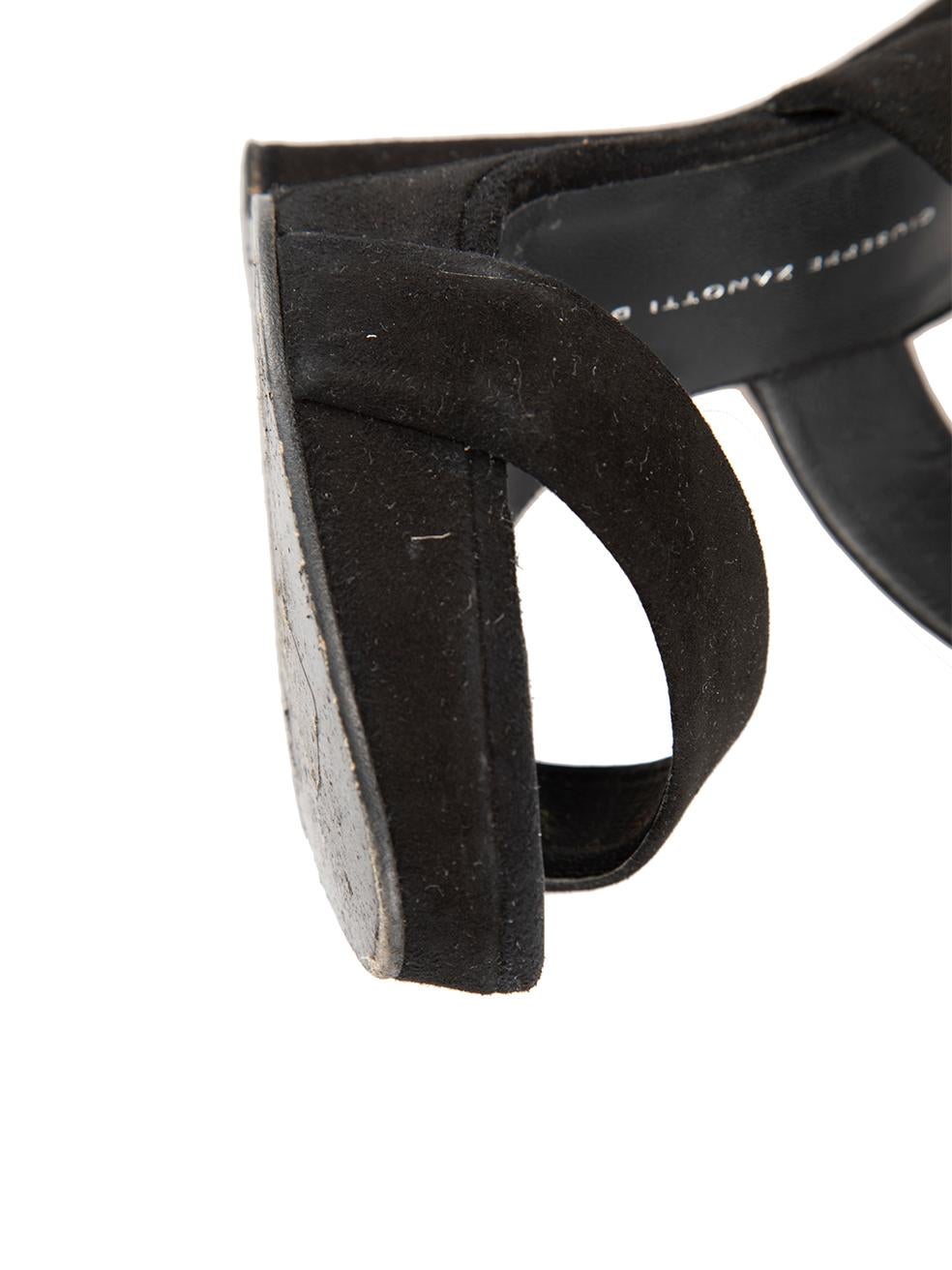 Black Suede Skinny Wedge Heels Size IT 36.5 For Sale 2