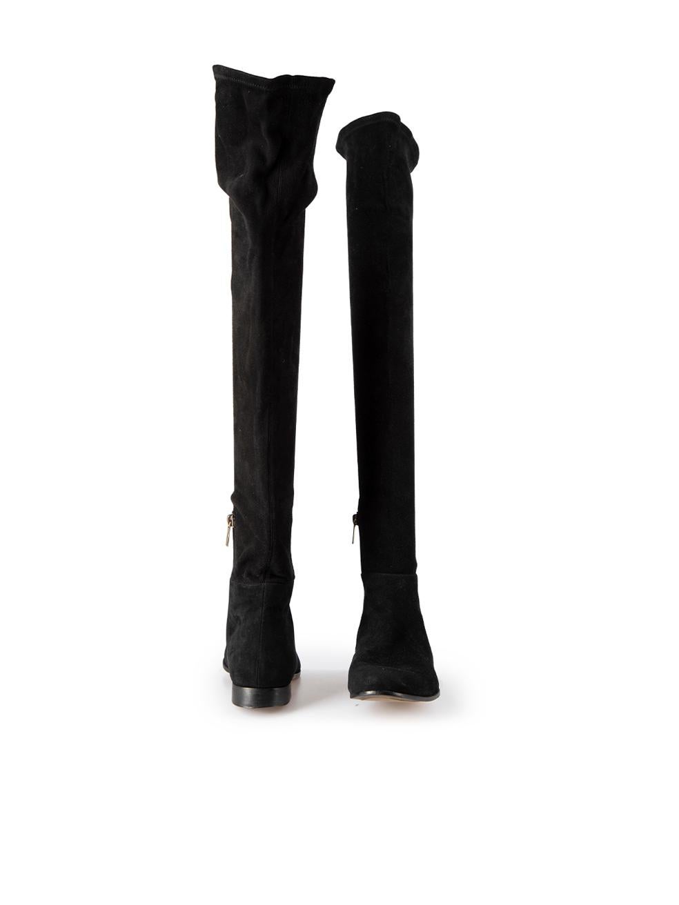 Black Suede Thigh High Boots Size IT 36.5 In Good Condition For Sale In London, GB