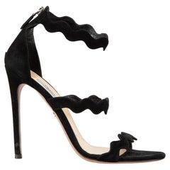 Black Suede Wavy Strap Sandals Size IT 41