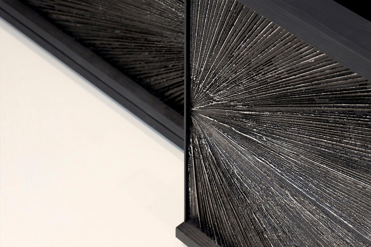 Cast Black Sun Hole Console For Sale