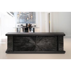 Black Sun Hole Console in Patinated Aluminum & Stained Fir Wood by Alex Turco