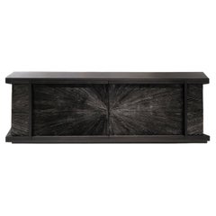 Black Sun Hole Console in Patinated Aluminum & Stained Fir Wood by Alex Turco