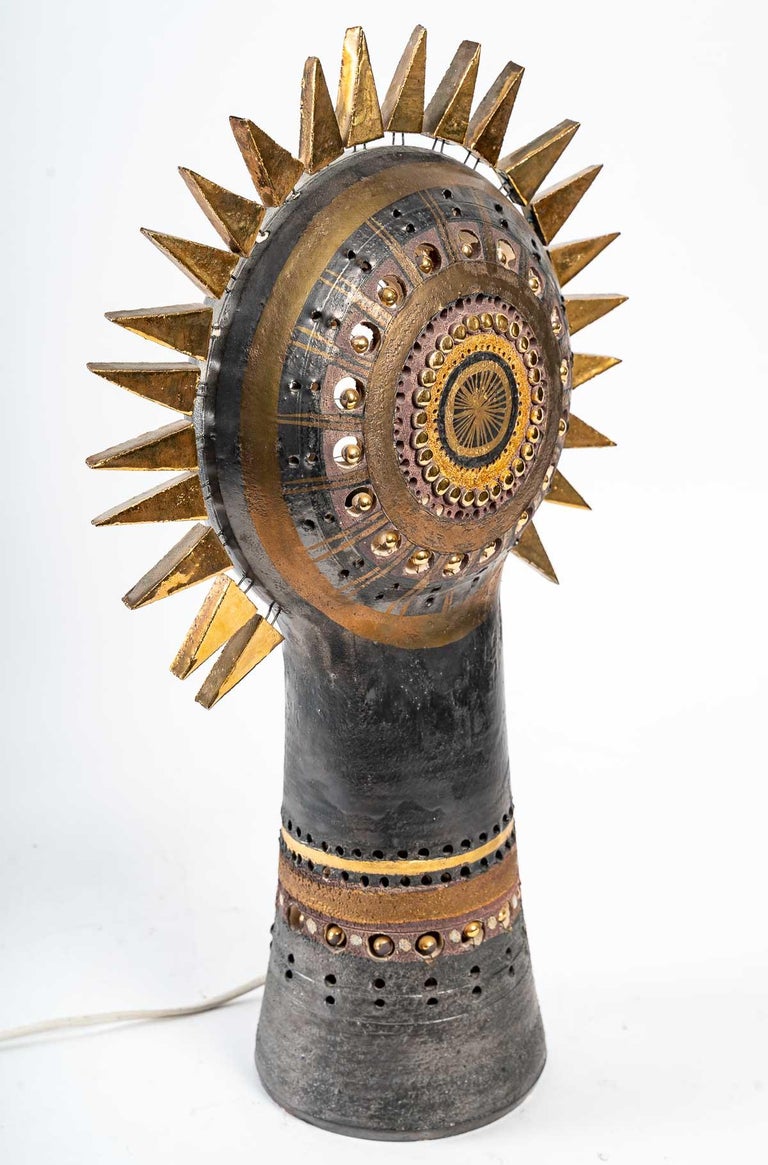 Black Sun Lamp by Georges Pelletier In Good Condition For Sale In Saint-Ouen, FR