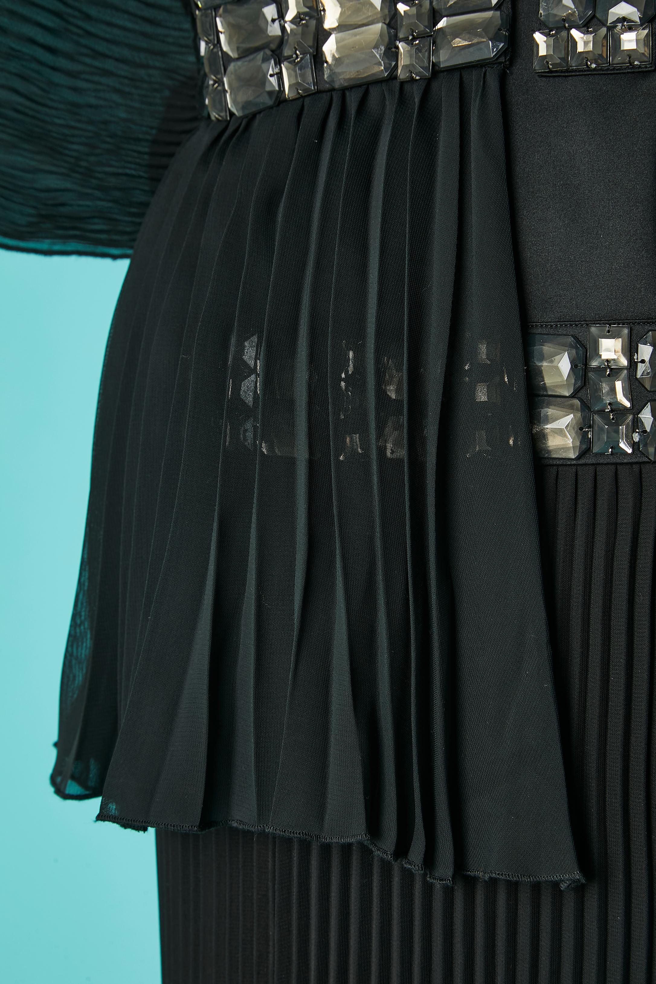 Black sun-pleat jacket and evening dress ensemble Just Cavalli In Excellent Condition For Sale In Saint-Ouen-Sur-Seine, FR