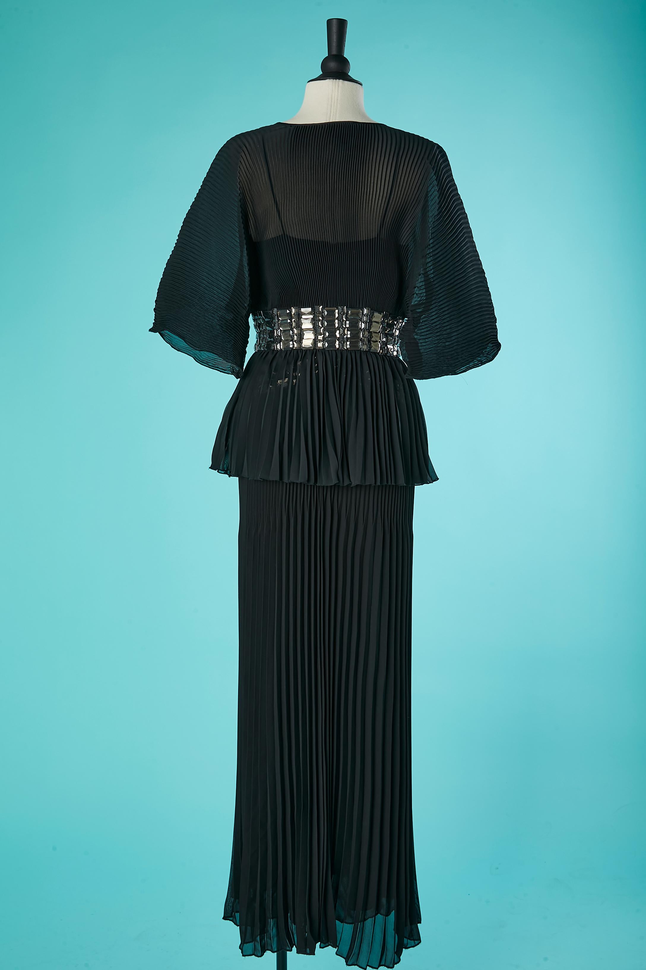Black sun-pleat jacket and evening dress ensemble Just Cavalli For Sale 2