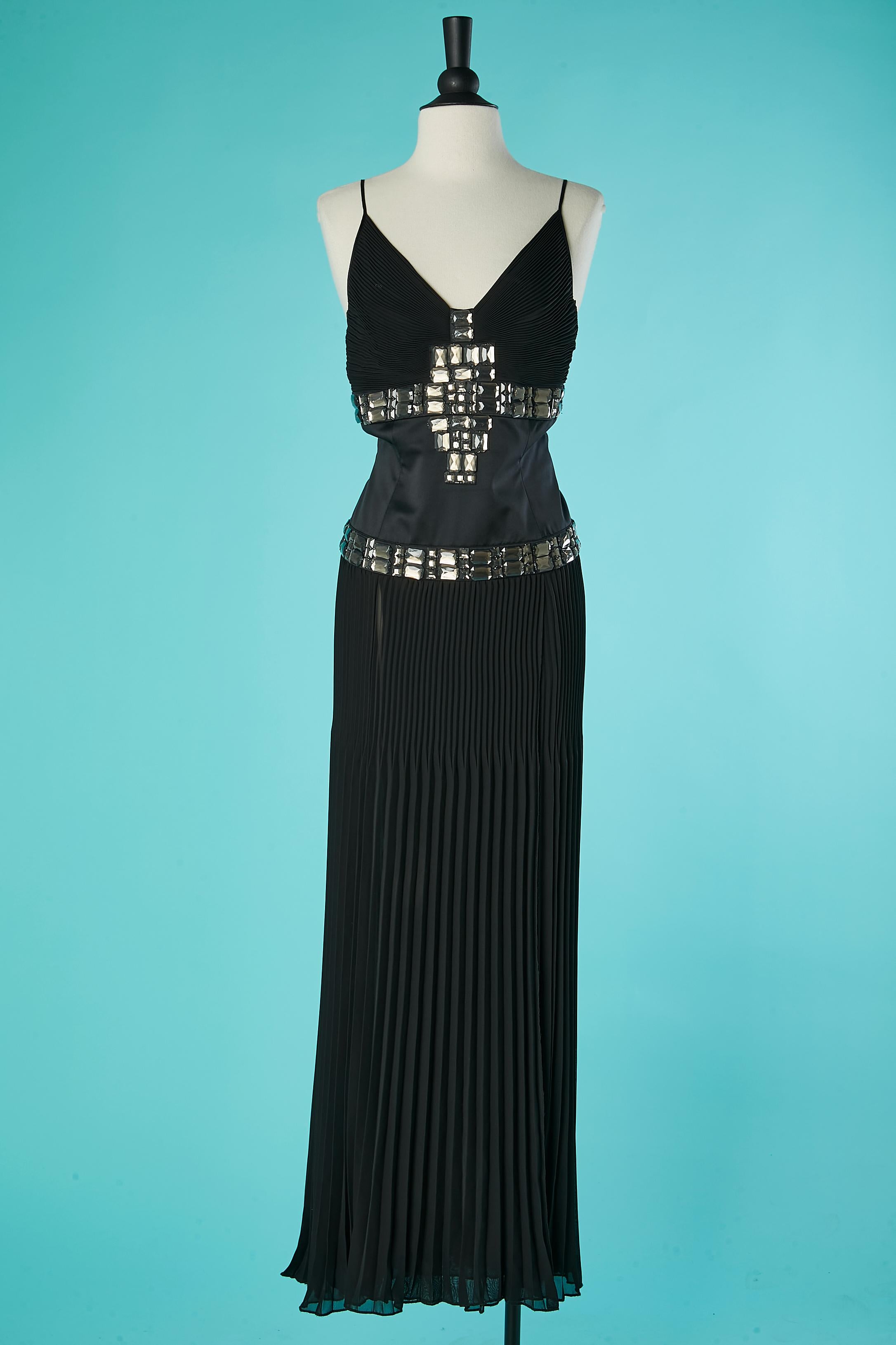 Black sun-pleat jacket and evening dress ensemble Just Cavalli For Sale 4