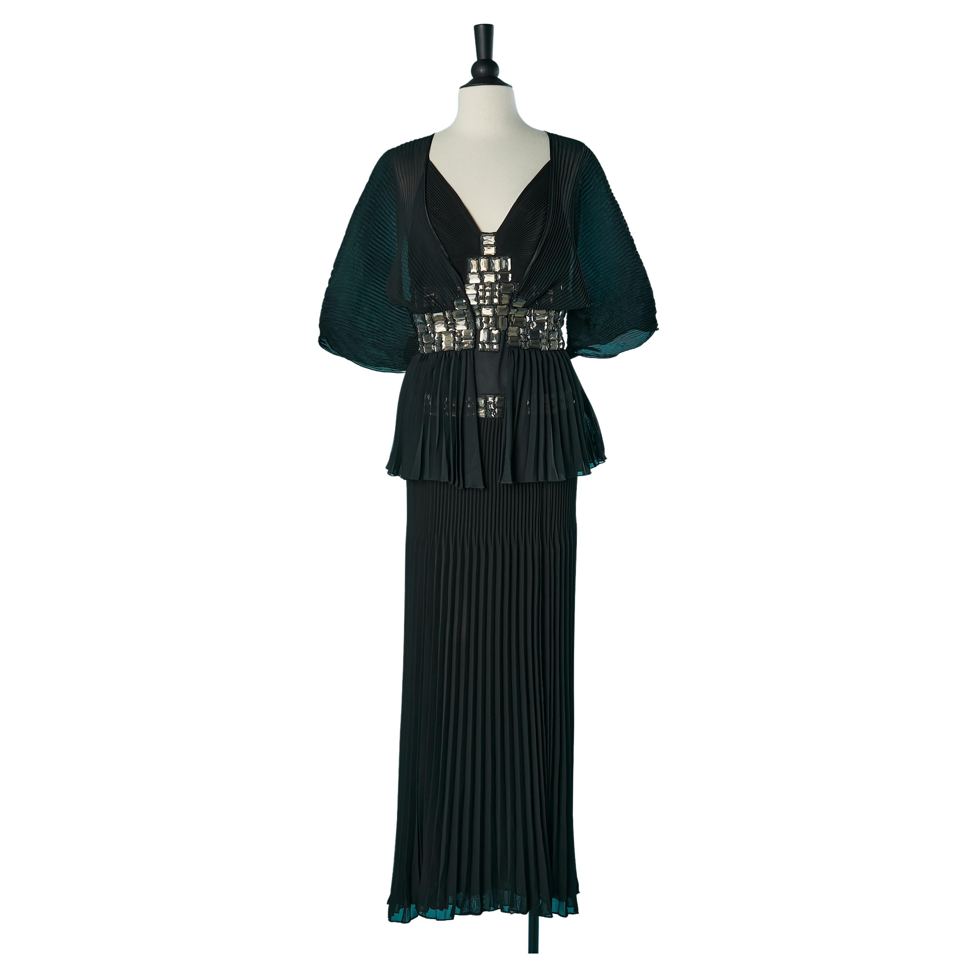 Black sun-pleat jacket and evening dress ensemble Just Cavalli  For Sale