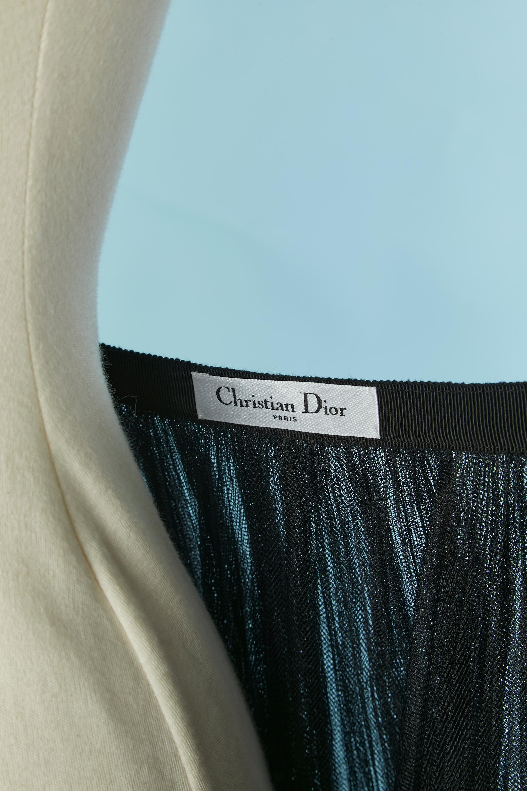 Gonna Sunray nera in tulle plissettato CHRISTIAN DIOR in vendita 1