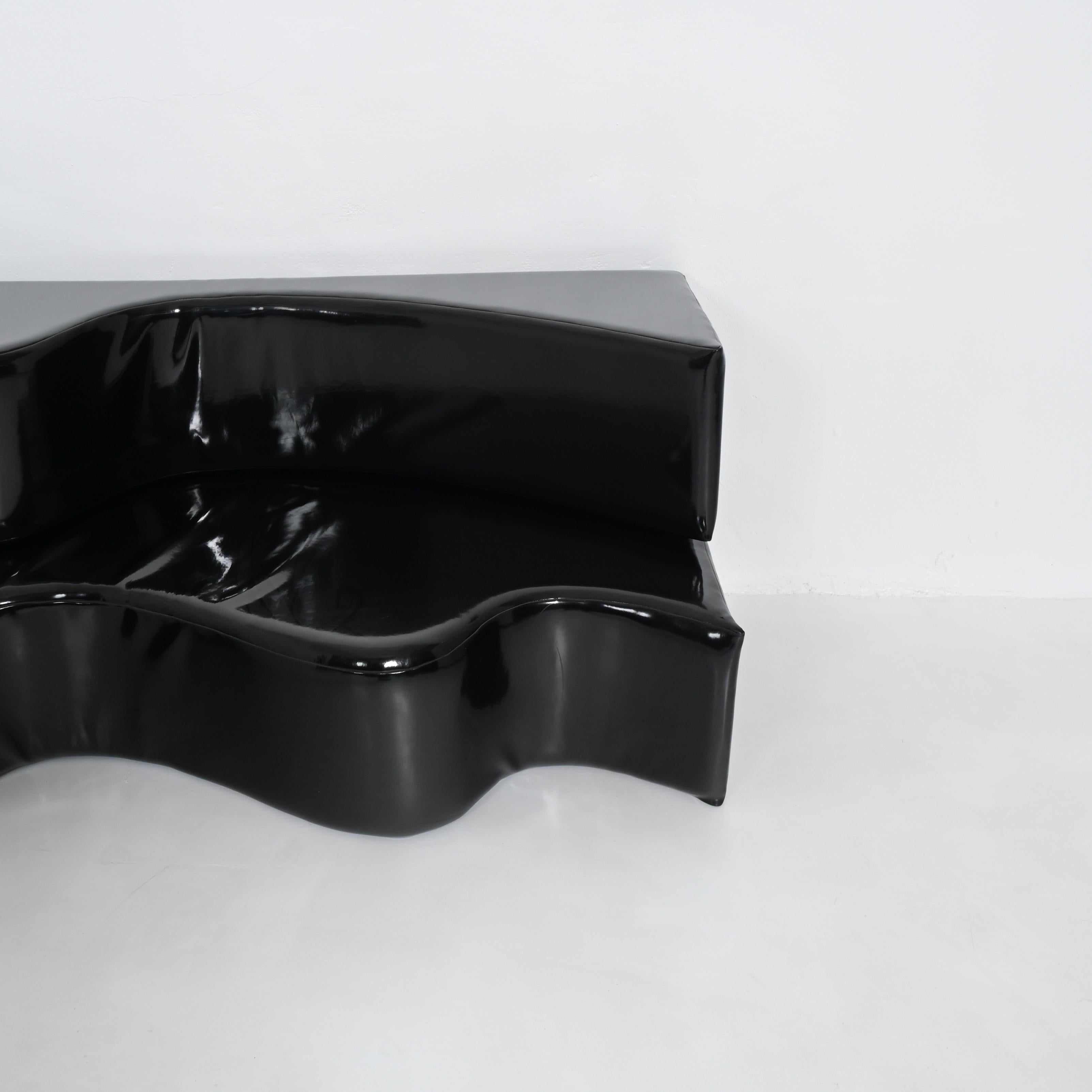 Faux Leather Black Superonda Sofa by Archizoom Associati for Poltronova
