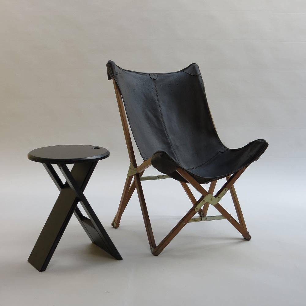 Mid-Century Modern Black Suzy Folding Stool by Adrian Reed for Princes Design Works