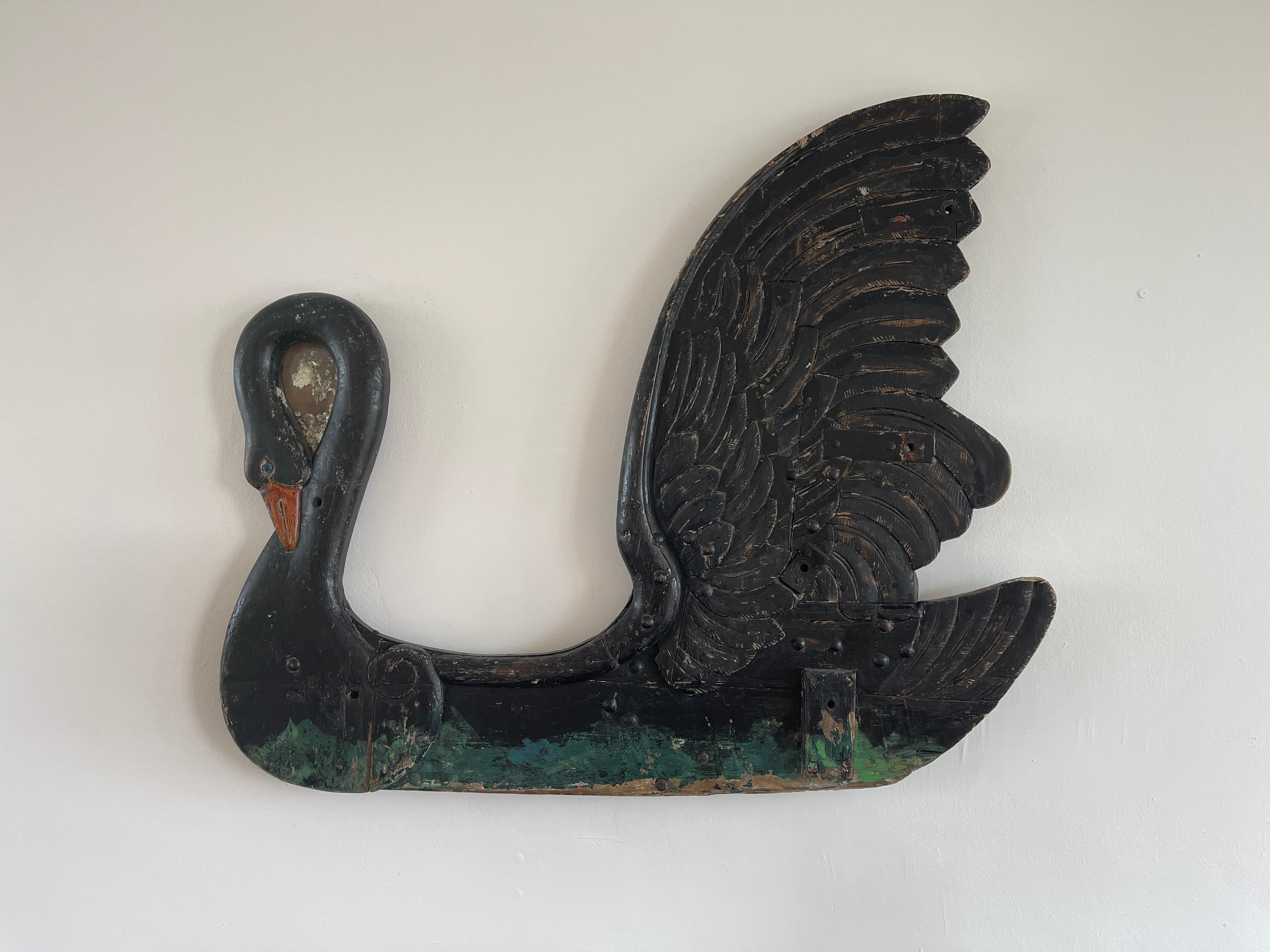 Black Swan Carved Wood Carousel 8