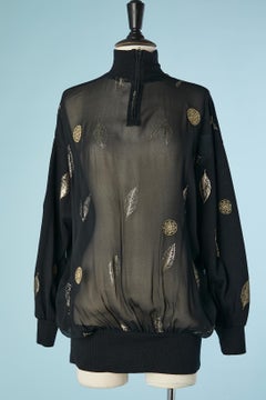 Black sweater with gold details embellishment and see-through back G. Ferré