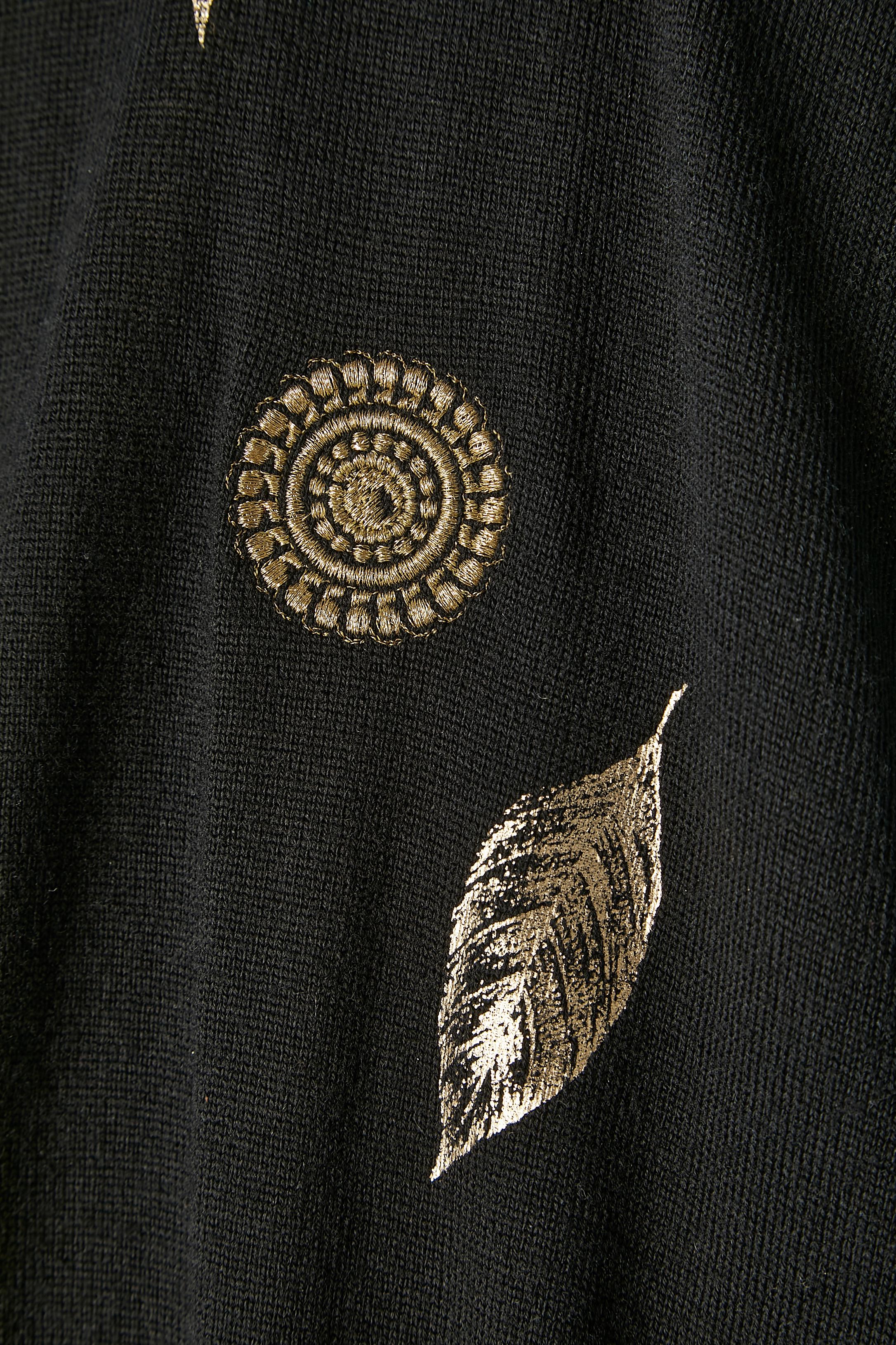Black sweater with gold details embellishment and see-through back G. Ferré  For Sale 2