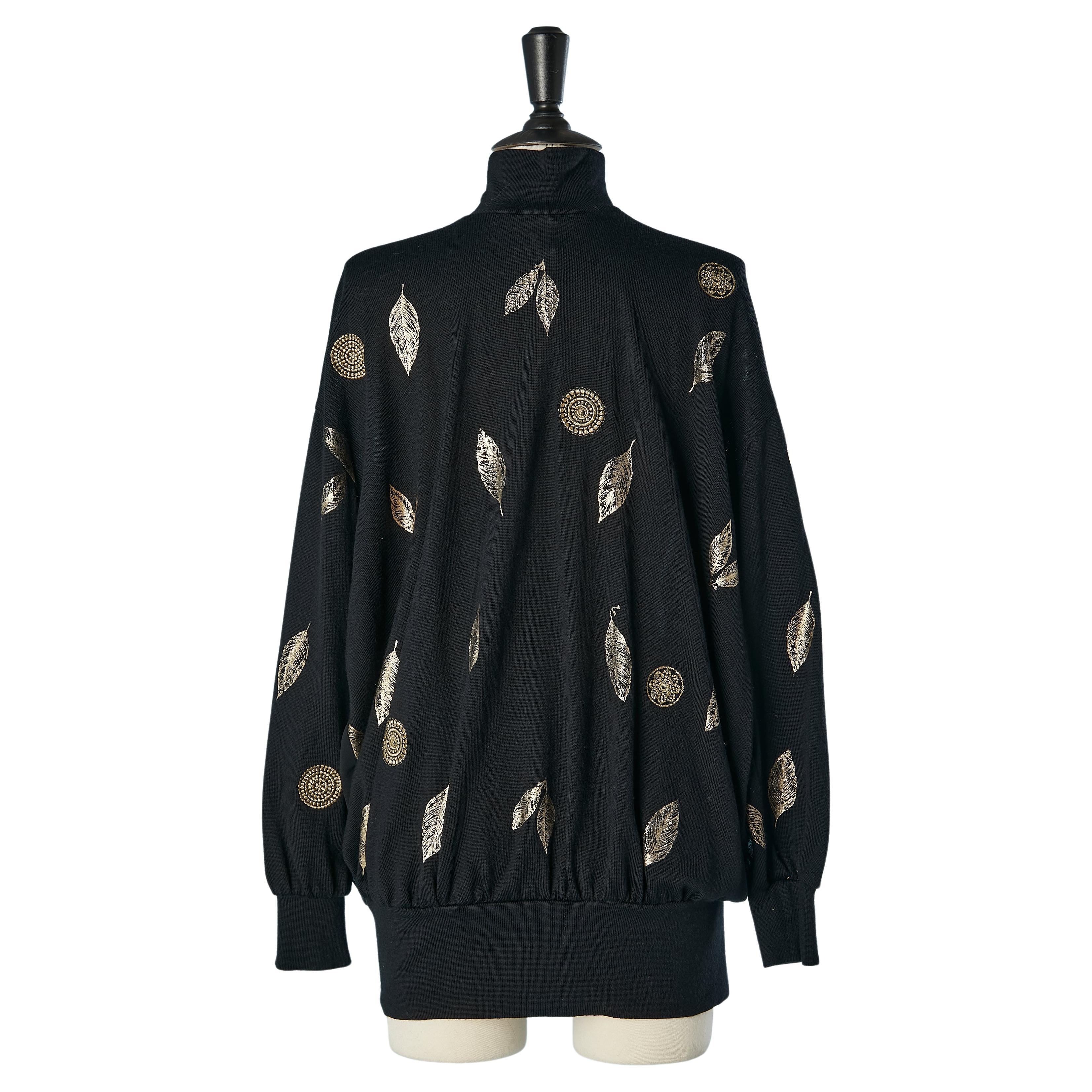 Black sweater with gold details embellishment and see-through back G. Ferré 