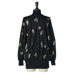 Vintage Black sweater with gold details embellishment and see-through back G. Ferré 