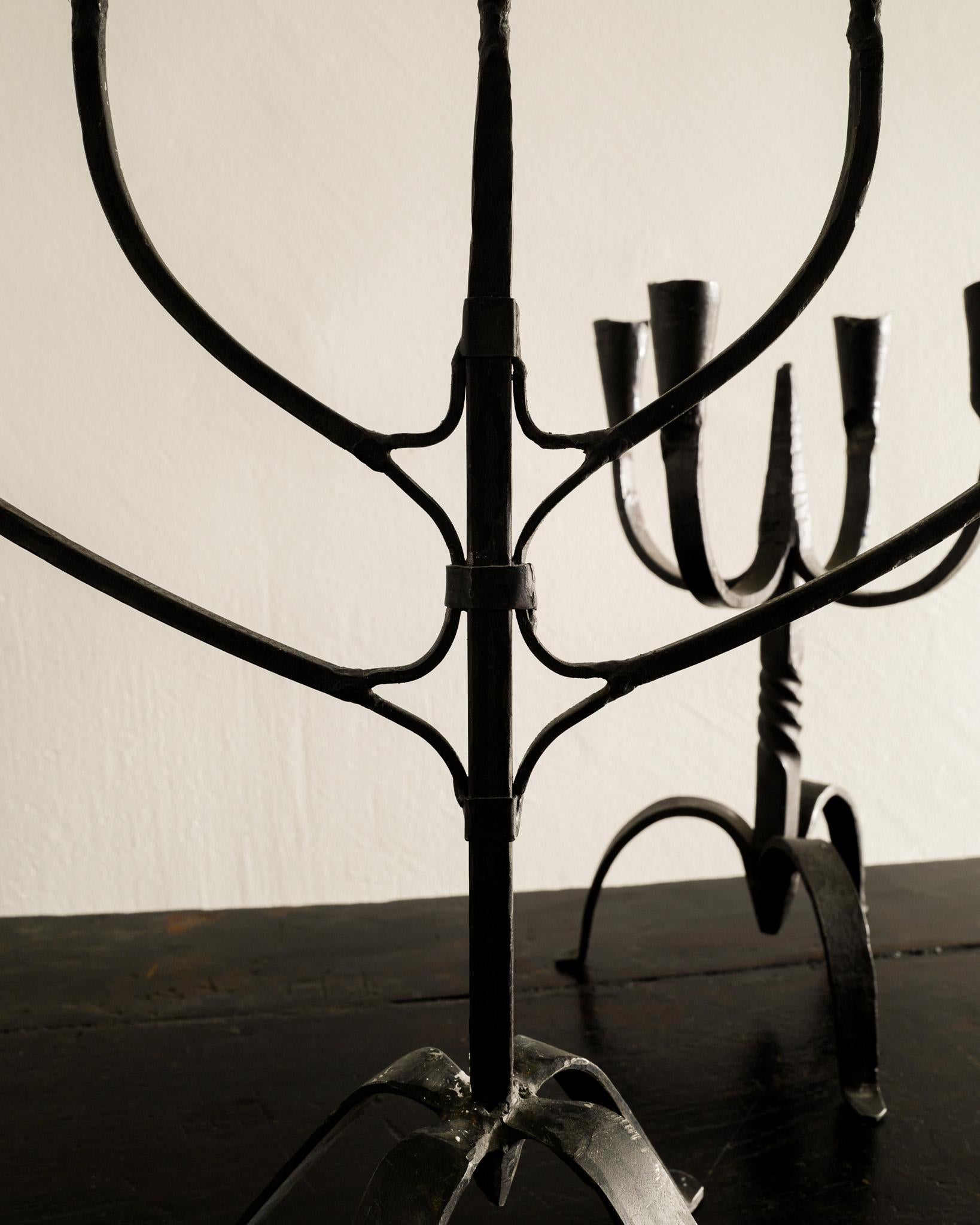 Black Swedish Antique Sculptural Candleholders in Cast Iron Produced late 1800s  3