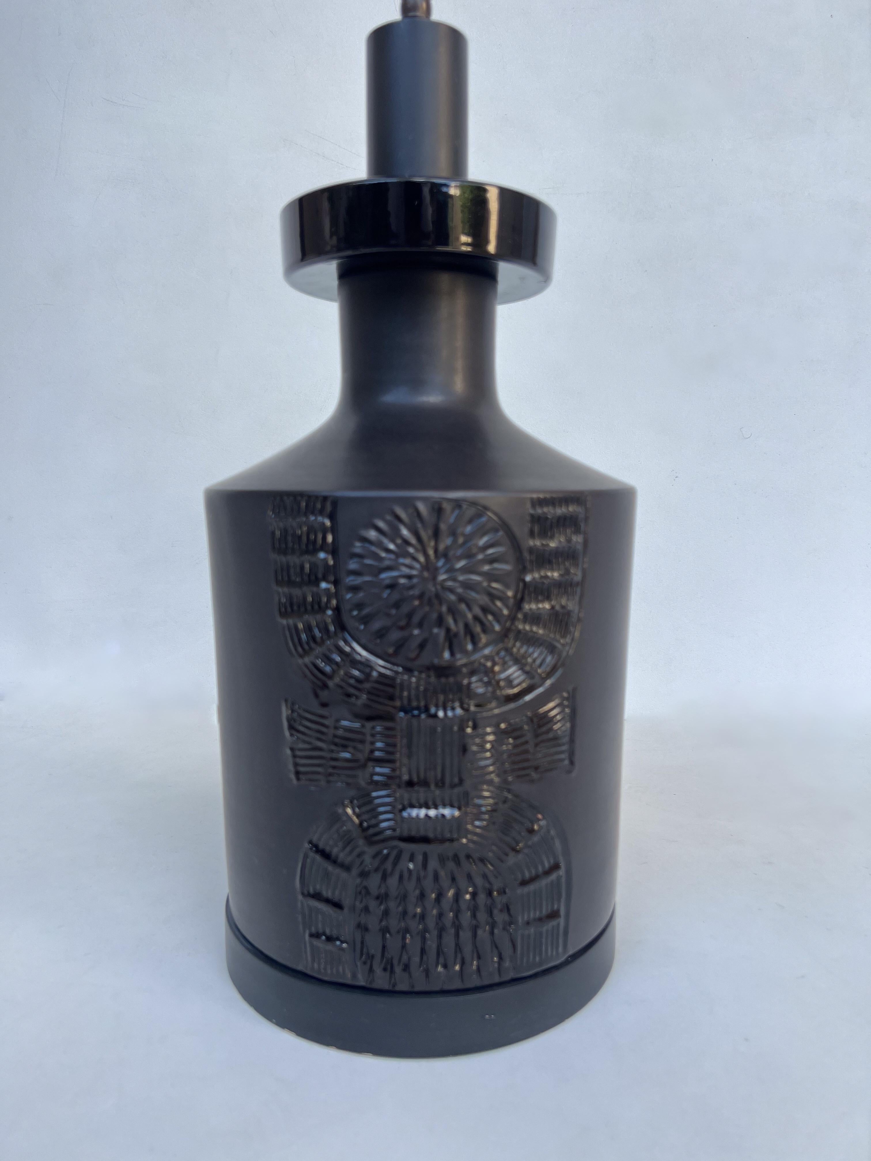 Mid-Century Modern Black Swedish Ceramic Table Lamp by AH Kag For Sale