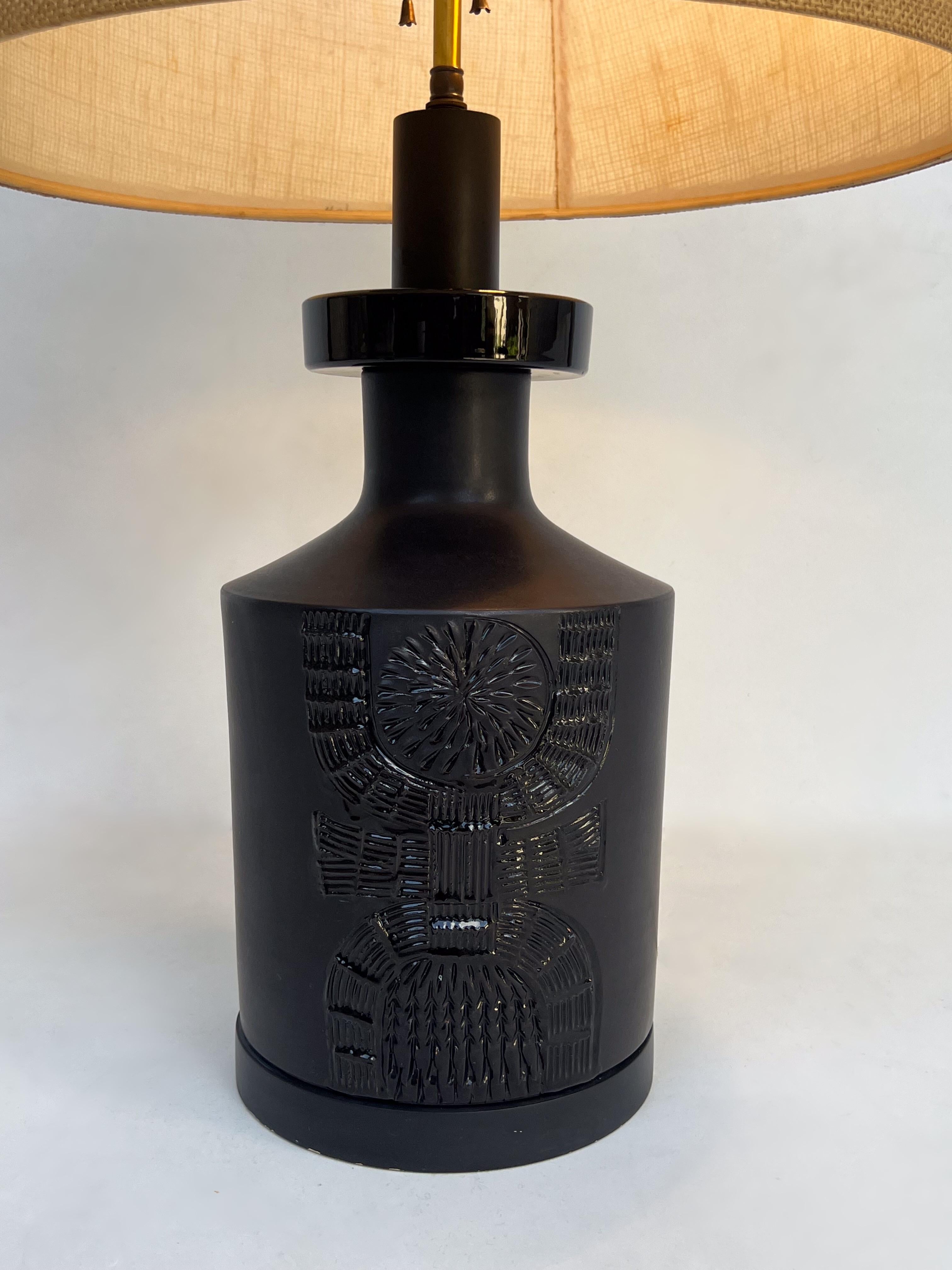 Swiss Black Swedish Ceramic Table Lamp by AH Kag For Sale