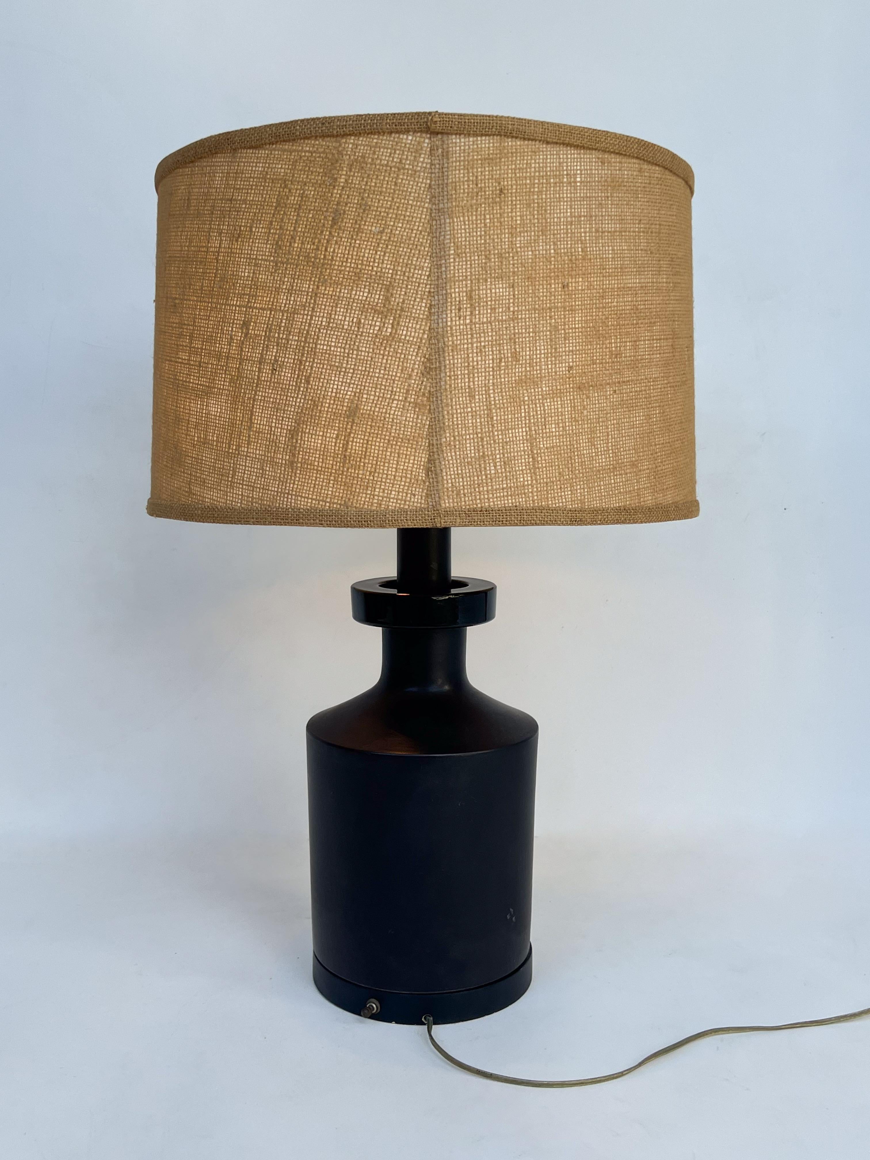 Glazed Black Swedish Ceramic Table Lamp by AH Kag For Sale