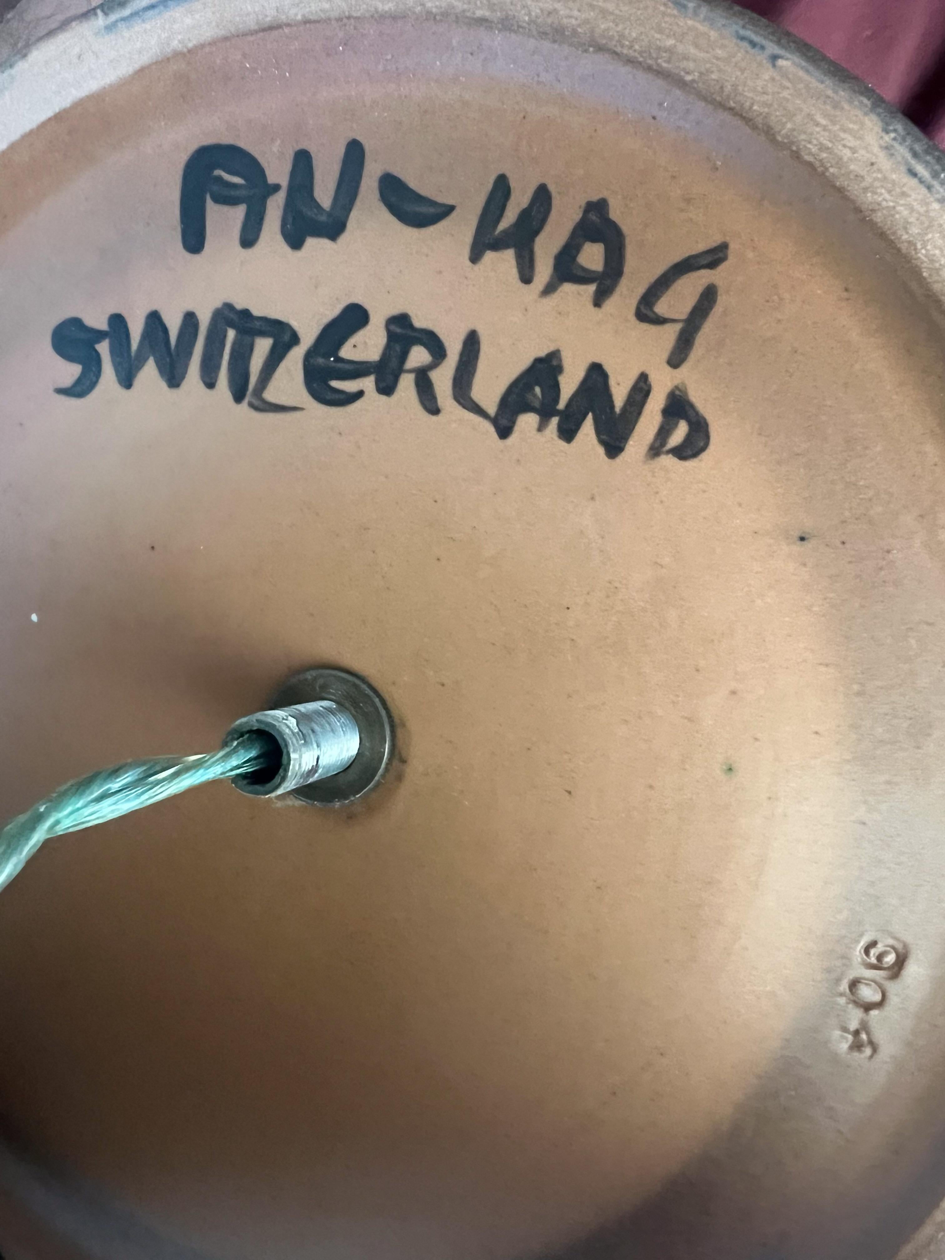Black Swedish Ceramic Table Lamp by AH Kag In Good Condition For Sale In Palm Springs, CA