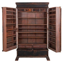 Black Swedish Cupboard or Kitchen Cabinet, Sweden Late 18th C.