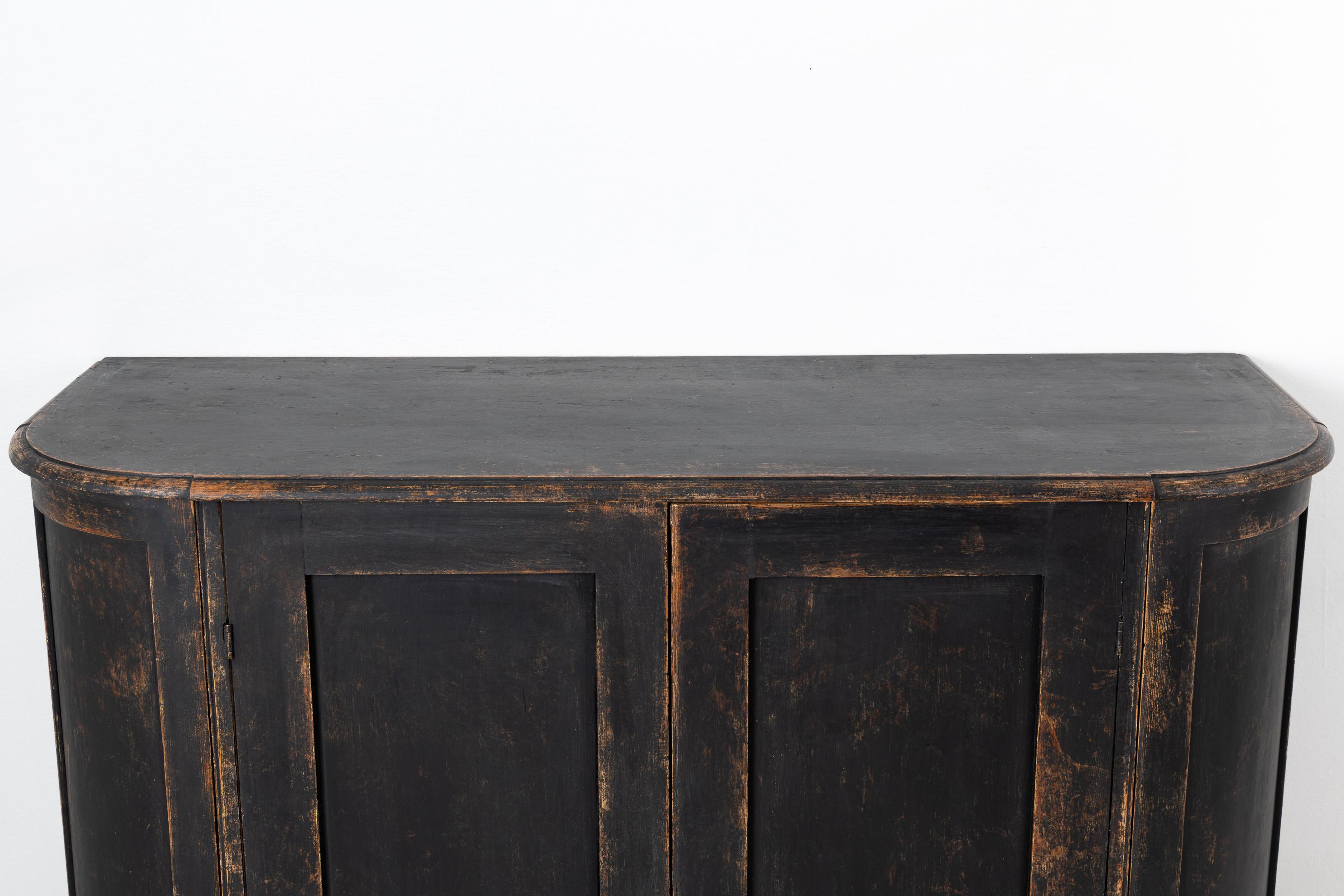 Black Swedish Curved Sideboard in Gustavian Style 5
