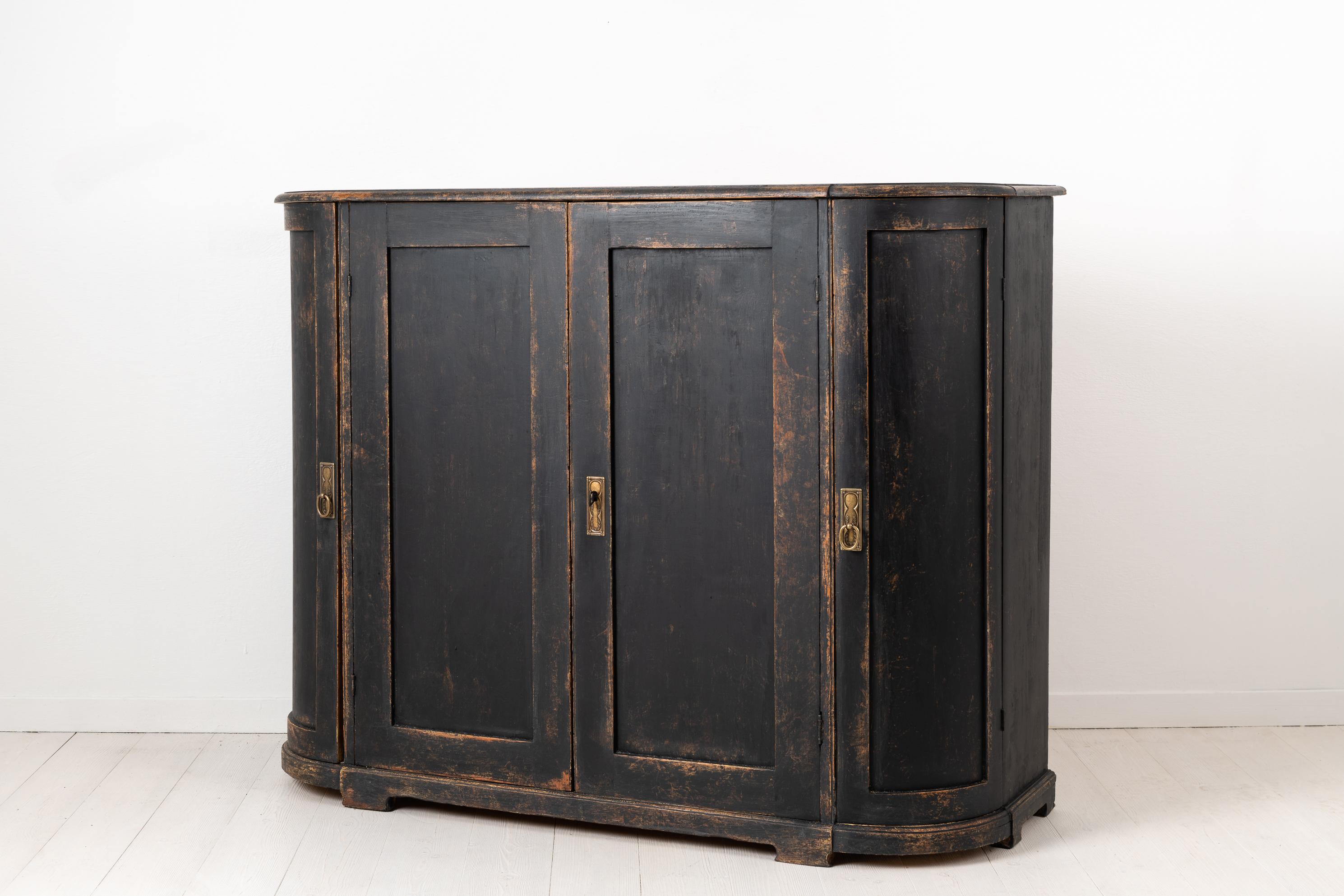 Black Swedish Curved Sideboard in Gustavian Style 1