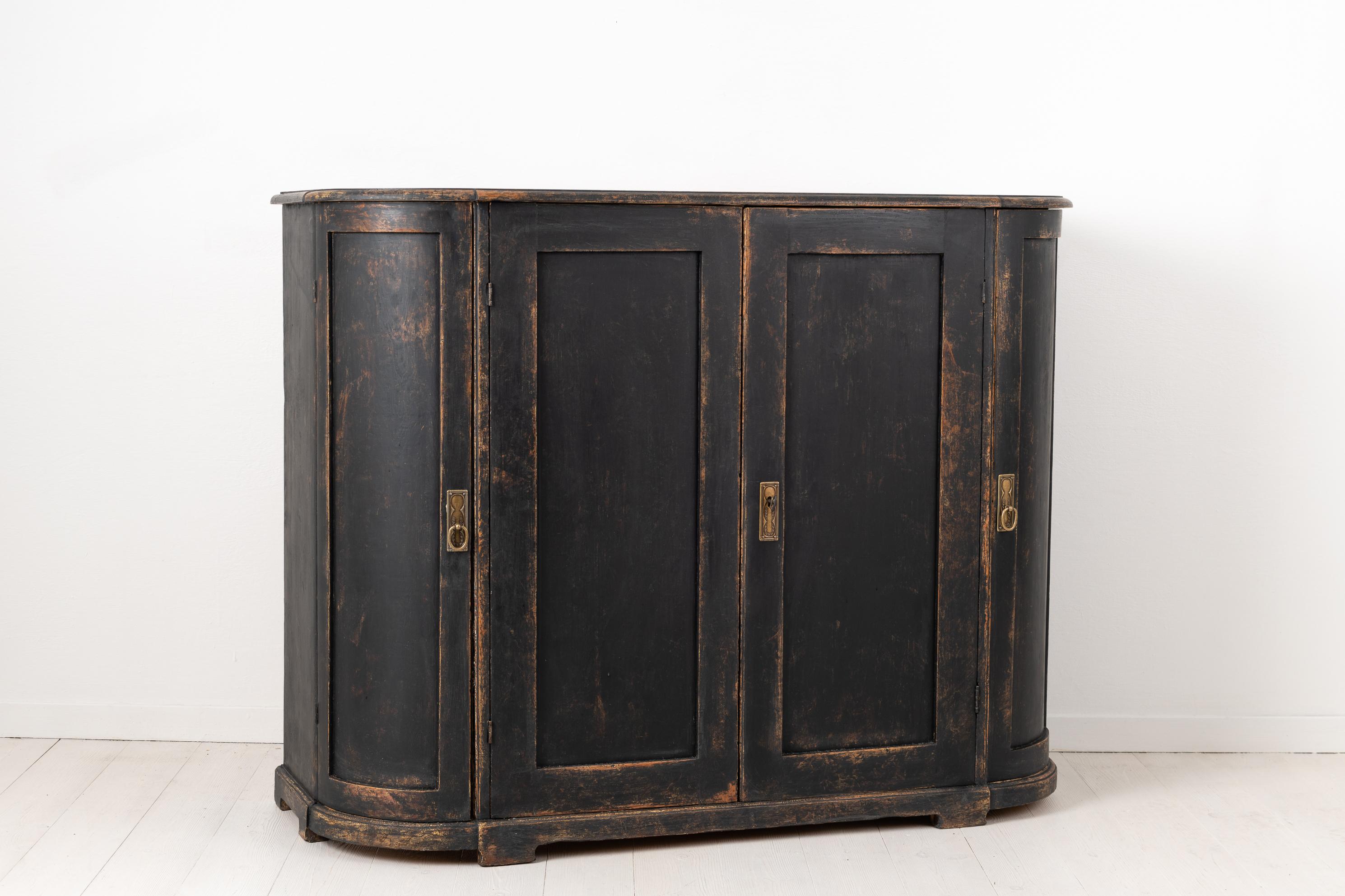 Black Swedish Curved Sideboard in Gustavian Style 2