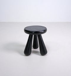 Black Swedish Functionalist Style Pine Milking Stool