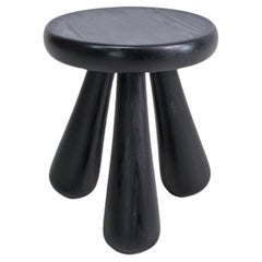 Vintage Black Swedish Functionalist Style Pine Milking Stool