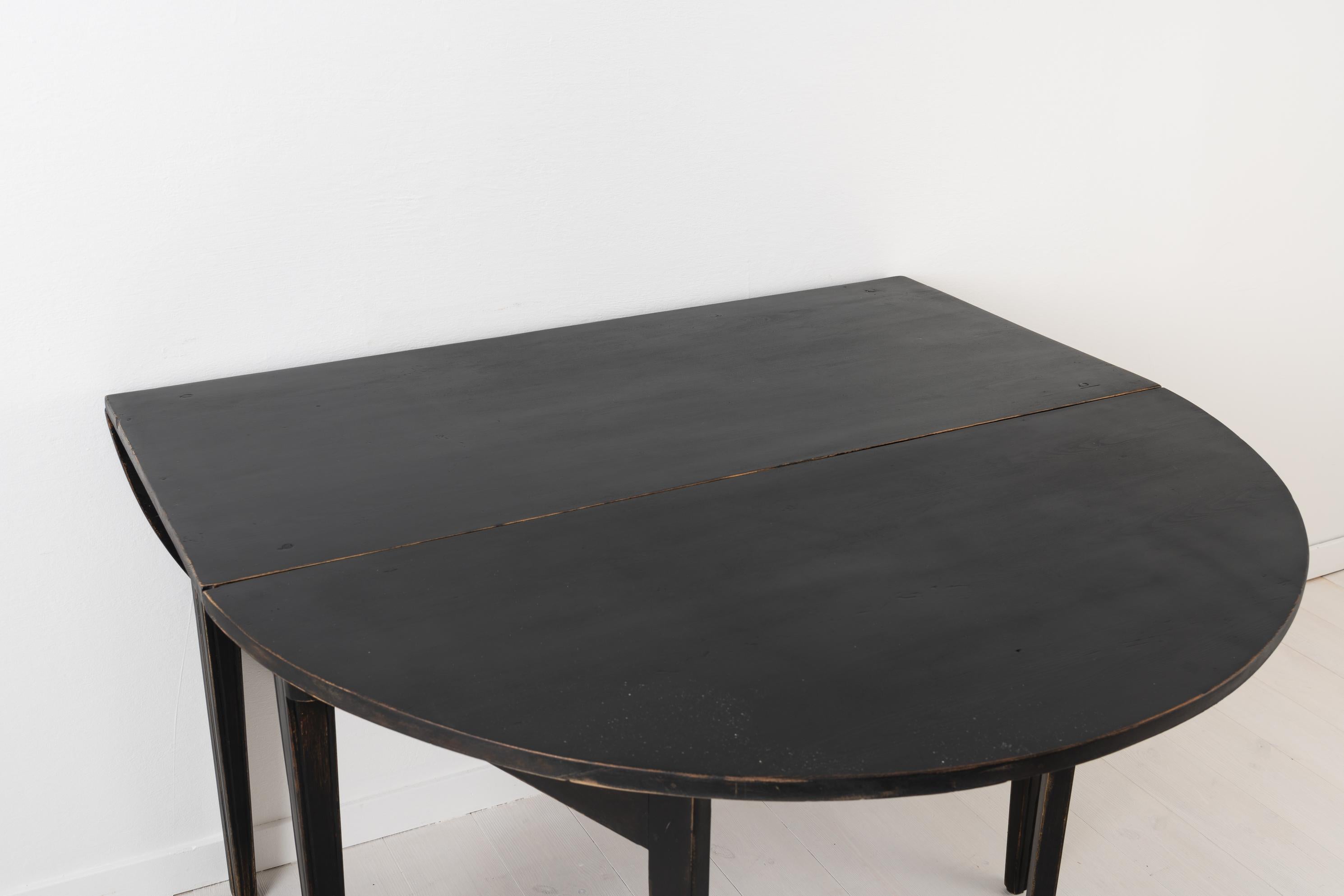 Black Swedish Neoclassical Drop Leaf Table 1