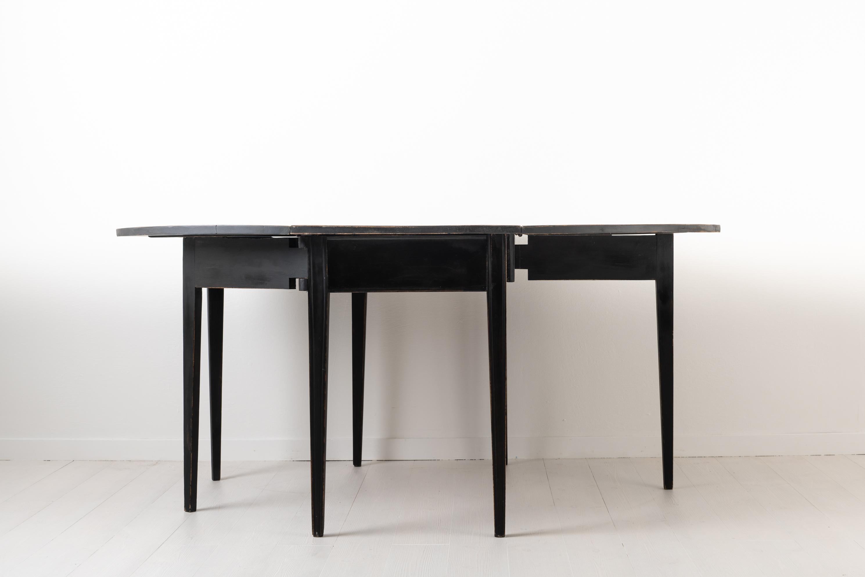 Hand-Crafted Black Swedish Neoclassical Drop Leaf Table