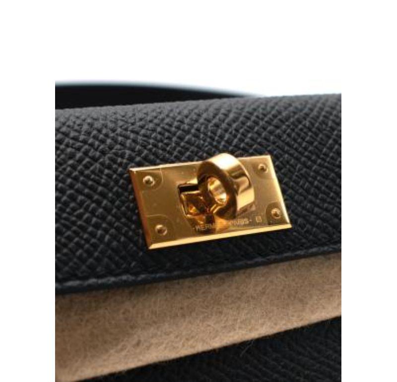 Hermes Black Swift & Epsom Leather Kelly Pocket Bag Strap In Excellent Condition For Sale In London, GB