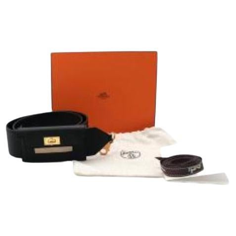 Hermes Black Swift & Epsom Leather Kelly Pocket Bag Strap For Sale