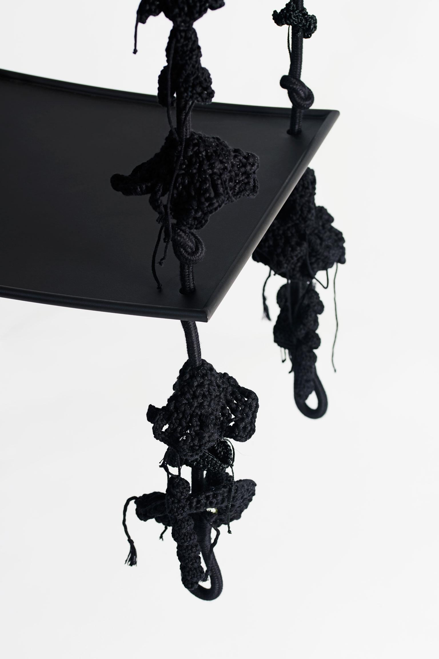 Israeli Black Swing Handmade Crochet in Cotton & Polyester with Matte Iron Seat
