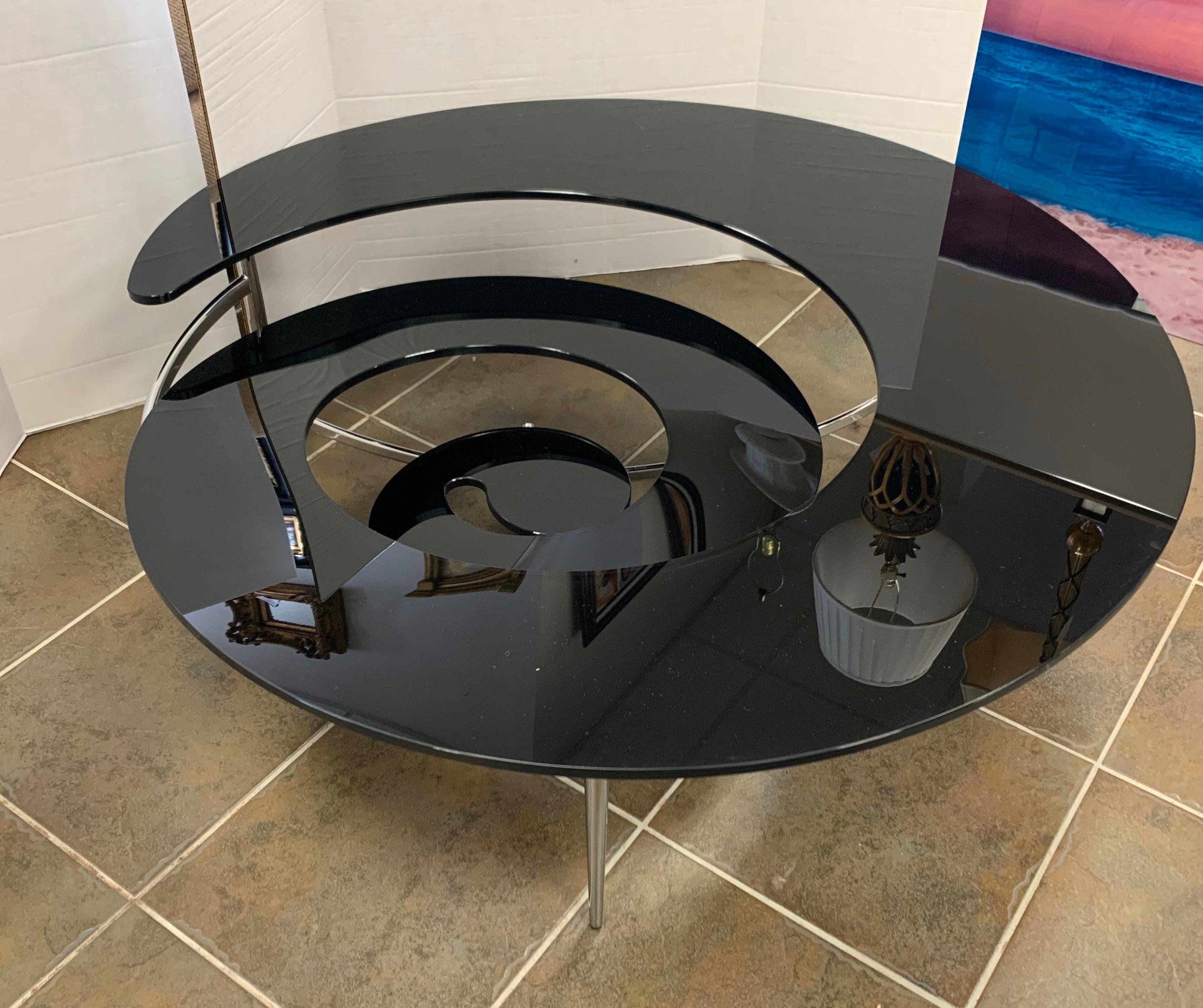 Black Swirl Glass Sculptural Cocktail Coffee Table, Italy, 1970s at ...