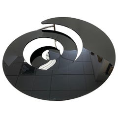 Black Swirl Glass Sculptural Cocktail Coffee Table, Italy, 1970s
