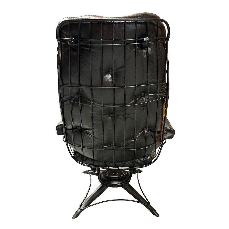 Black Swivel Spinger Iron Lounge Chair w/ Ottoman by Homecrest For Sale 1