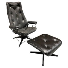 Black Swivel Spinger Iron Lounge Chair w/ Ottoman by Homecrest