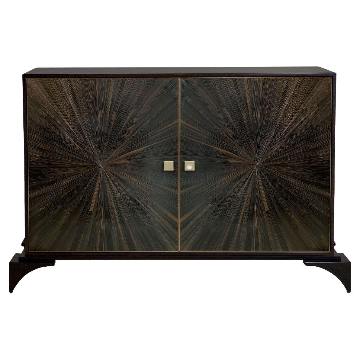 Black Sycamore Hudson Cabinet with Marquetry For Sale