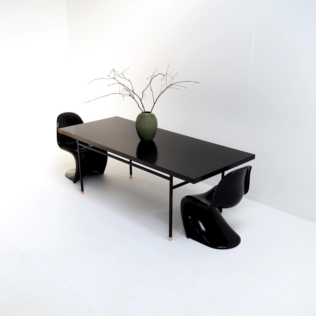 Mid-Century Modern Black Table Attr. to French Modernist Designer Paul Geoffroy For Sale