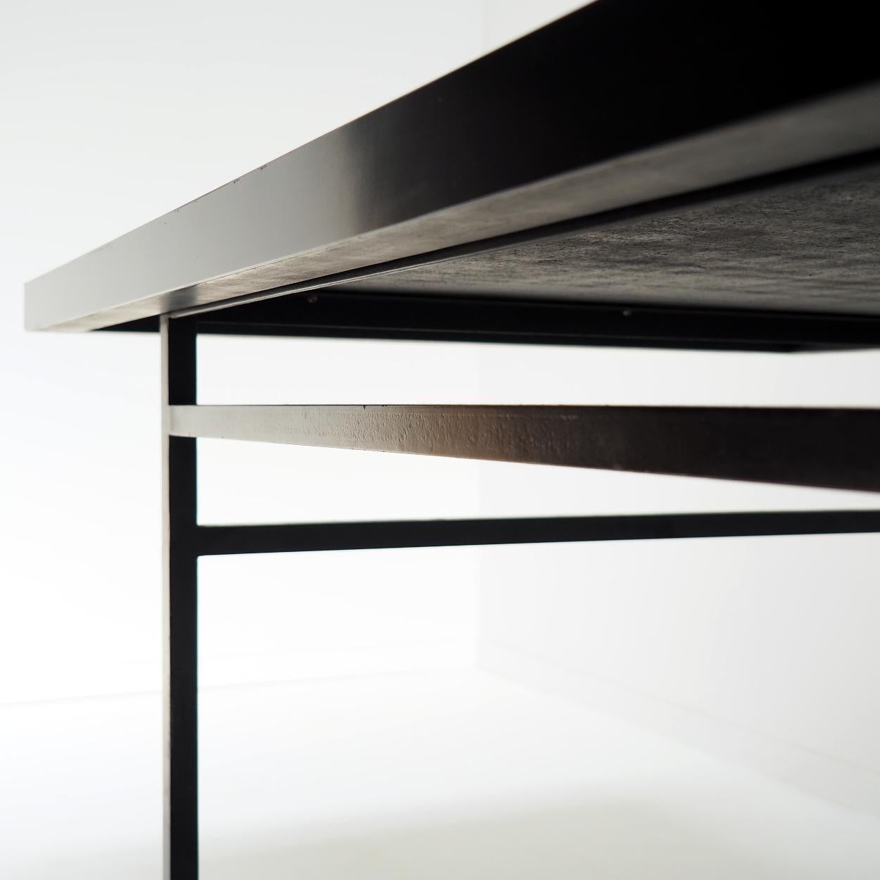 Metal Black Table Attr. to French Modernist Designer Paul Geoffroy For Sale