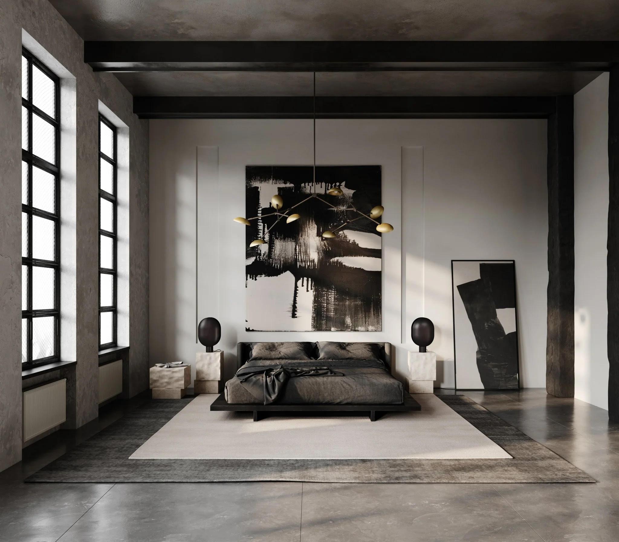 Lámpara de Sobremesa Negra de Aluminio Oxidado, Obra Contemporánea. Moderno en venta