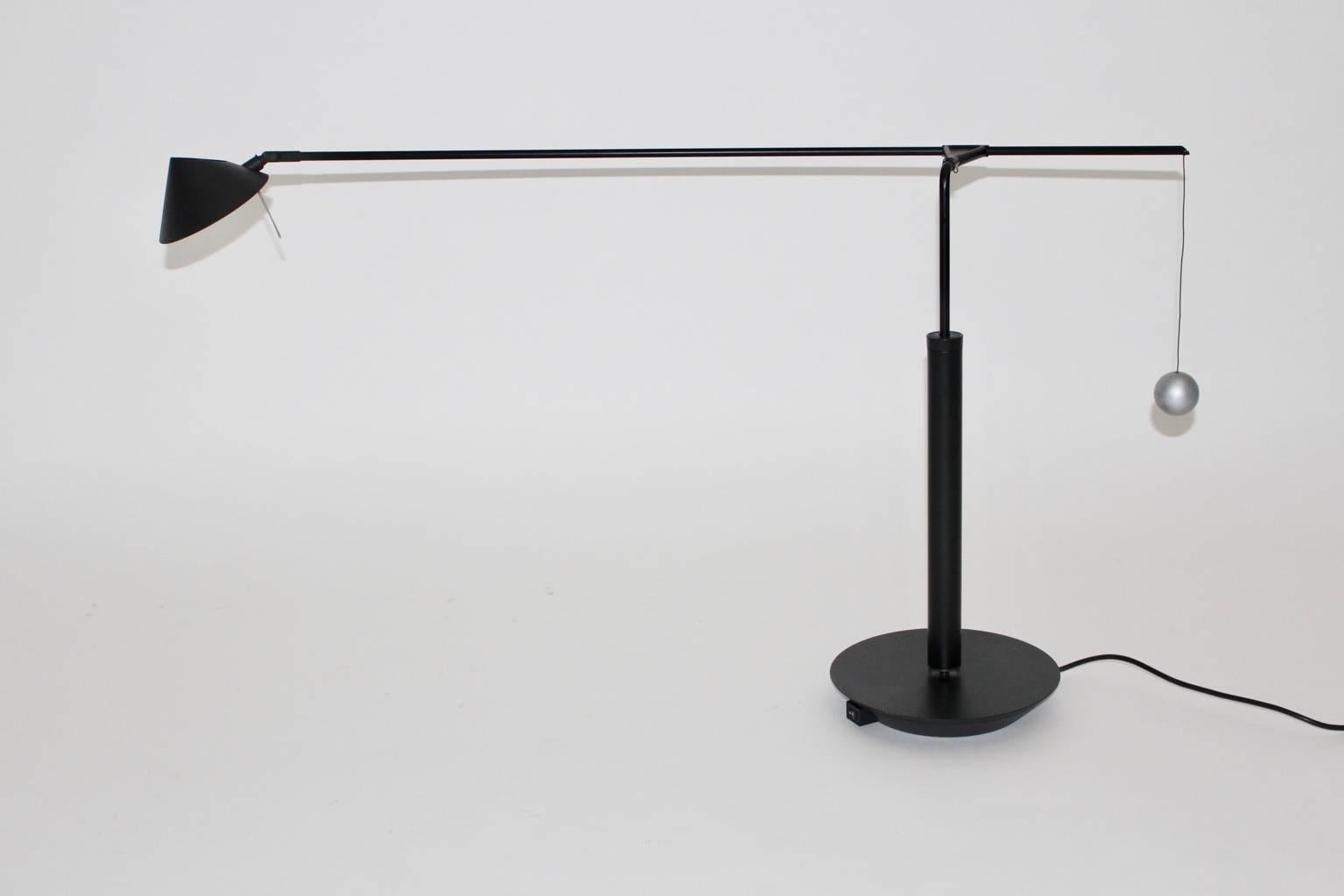 Modern Black Vintage Table Lamp Nestore by Carlo Forcolini Italy, 1989 For Sale